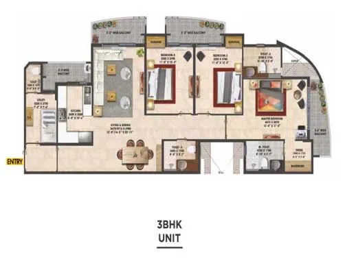 3bhk unit plan